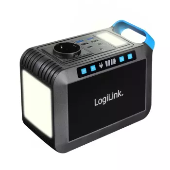LogiLink prenosna elektrarna 200W, 148Wh Li-ion, čista sinusna valovnica, USB-C PD 45W, LED luč
