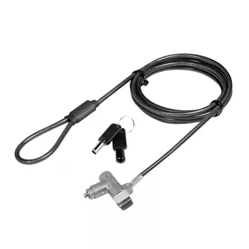 LogiLink NBS015 univerzalna ključavnica za prenosnike, ultrabooke, MacBook Pro in tablice – pocinkan jeklen kabel, 2 m, črno-srebrn