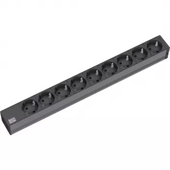 Bachmann 19-palčni podaljšek z vtičnicami 9x CEE 7/3 Schuko črn H05VV-F 3G1,5mm² GST18 vtič 0,2m