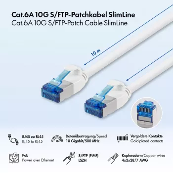 LogiLink Cat.6A Slim S/FTP LSZH patch kabel, bel, 10 m, SlimLine