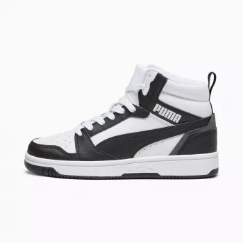 Puma Rebound V6 Mid otroške superge bele črne 393831 01 velikost 38