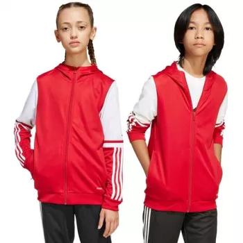 adidas Squadra 25 otroška uniseks jopa s kapuco Rdeča/Bela, velikost 128cm JD4801