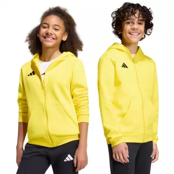 adidas Entrada 26 otroška jopa s kapuco s polno zadrgo Rumena KH1777 152cm