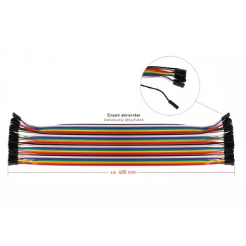 Kabelmeister 40-Pin Jumper Wire komplet, 3 trakovi (moški-moški, ženski-ženski, moški-ženski), 20 cm, 24 AWG, mavrične barve, za Arduino, Raspberry Pi, Breadboard