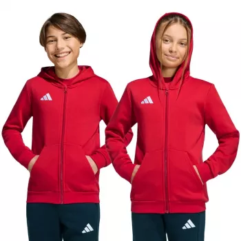 adidas Entrada 26 otroška jopa s kapuco na zadrgo Red KH1781 164cm