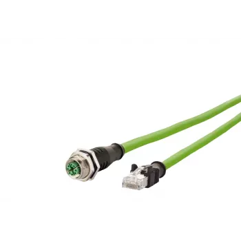 METZ CONNECT 142M2X25100 industrijski Ethernet kabel - 10 m Cat 6a S/FTP, vtič M12 X-kodiran na vtič RJ45, brez halogenov, zelen