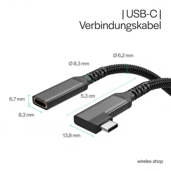 ShiverPeaks USB-C podaljševalni kabel USB-C/C 3.2 PD 90° - kabel - digitalno/podatki