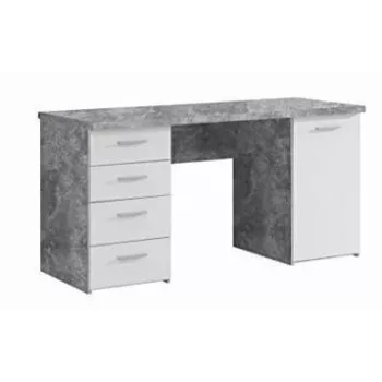 MT926-C264 pisalna miza z betonskim videzom in belim jeklenim ogrodjem, 120x60x75 cm