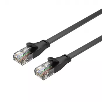 UNITEK Cat.6 UTP ploščati kabel 10m črn RJ45 brez zatiča Gigabit Ethernet