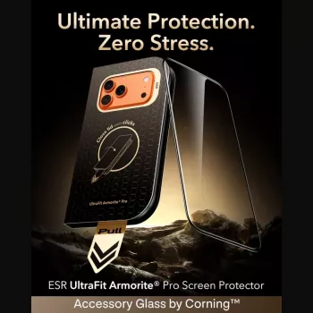 ESR UltraFit Armorite Pro kaljeno steklo za zaščito zaslona za iPhone 17 Pro Max / 18 Pro Max - črno