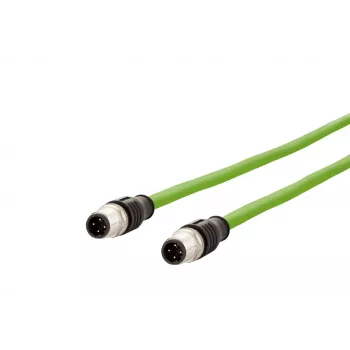 METZ CONNECT M12 D-kodiran industrijski Ethernet patch kabel, 4-polni vtič na 4-polni vtič, 5m, PUR zelen