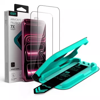 ESR UltraFit Armorite kaljeno steklo zaščitna folija za zaslon paket 2 za iPhone 17 Pro / 18 Pro – črna