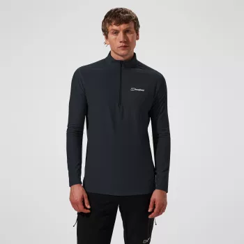 Berghaus 24/7 Tech Tee LS HZ moška majica z dolgimi rokavi in polovično zadrgo, Jet Black