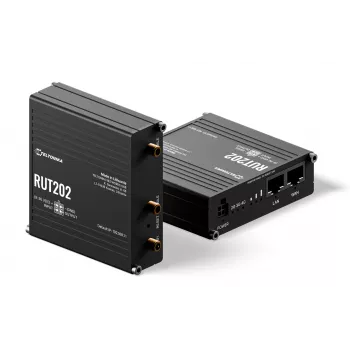 Teltonika Networks RUT202 4G LTE Wi-Fi usmerjevalnik, Dual SIM, 2x Ethernet, montaža na DIN letev/steno, aluminij