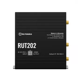 Teltonika Networks RUT202 4G LTE Wi-Fi usmerjevalnik, Dual SIM, 2x Ethernet, montaža na DIN letev/steno, aluminij