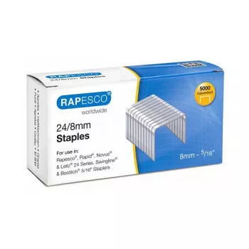 Rapesco S24807Z3 24/8 sponke iz pocinkanega jekla, 8 mm krak, 5000 kosov, srebrne