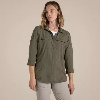 Craghoppers NosiLife Adventure LS Shirt III ženska srajca z dolgimi rokavi proti insektom, Wild Olive, velikost M