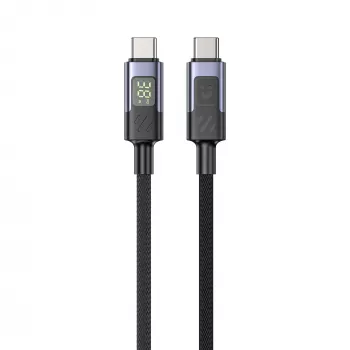 UNITEK USB-C na USB-C kabel z LED prikazom moči 60W PD 480Mbps 1m pleten črn