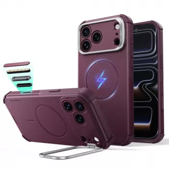 ESR Cyber Tough Kickstand MagSafe ovitek za iPhone 17 Pro Max / 18 Pro Max – temno bordo rdeča