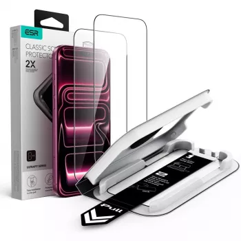 ESR UltraFit Classic kaljeno steklo za zaščito zaslona, 2 kosa za iPhone 17 Pro Max / 18 Pro Max - črno