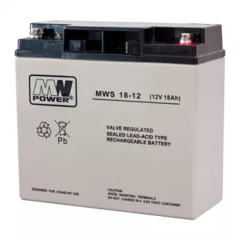 MPL POWER ELEKTRO MPL MW POWER MWS 18-12 svinčeno-kislinski akumulator VRLA AGM brez vzdrževanja 12 V 18 Ah črna, siva