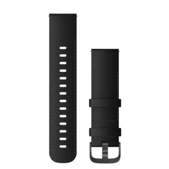 Garmin Quick Release pasovi (22 mm) črno usnje z brušeno skrilasto strojno opremo
