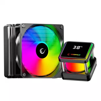 Rampage INFINITE V120 ARGB 120mm tekočinsko CPU hlajenje s prikazom temperature, črno