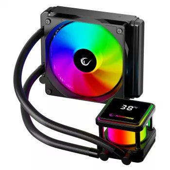 Rampage INFINITE V120 ARGB 120mm tekočinsko CPU hlajenje s prikazom temperature, črno