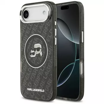 KARL LAGERFELD IML Glitter Karl & Choupette Heads Logo MagSafe ovitek za iPhone Air, črn