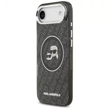 KARL LAGERFELD IML Glitter Karl & Choupette Heads Logo MagSafe ovitek za iPhone Air, črn