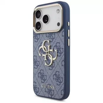 Guess 4G Classic Logo ovitek za Apple iPhone 18 Pro / 17 Pro, moder z zlatimi poudarki