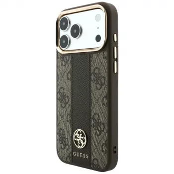 Guess 4G Stripe Round & Classic Logos MagSafe ovitek za iPhone 18 Pro Max / 17 Pro Max - rjav