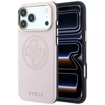 Guess Perforated 4G Gold Logo MagSafe ovitek za iPhone 18 Pro Max / 17 Pro Max - roza