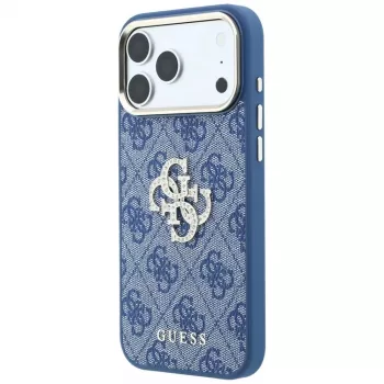 GUESS 4G & Big Strass Logo trdi ovitek za iPhone 18 Pro / 17 Pro - moder
