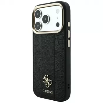 Guess Stripe Peony 4G Logo MagSafe ovitek za Apple iPhone 18 Pro / 17 Pro - črn