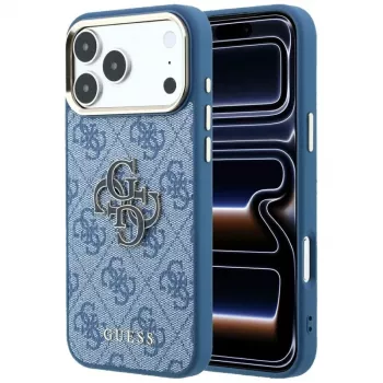 GUESS 4G & Big Resin Logo ovitek za iPhone 17 Pro Max / 18 Pro Max - svetlo moder