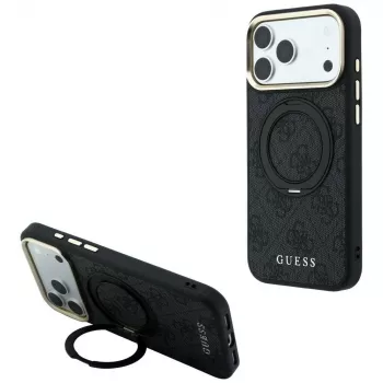 Guess Ring Stand 360 4G Classic Logo MagSafe ovitek za iPhone 18 Pro Max / 17 Pro Max - črn
