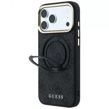 Guess Ring Stand 360 4G Classic Logo MagSafe ovitek za iPhone 18 Pro Max / 17 Pro Max - črn