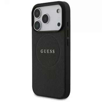 Guess Grained Gold Ring ovitek MagSafe za Apple iPhone 17 Pro / 18 Pro, črn