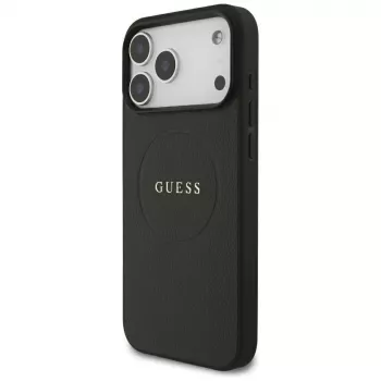 Guess Grained Gold Ring ovitek MagSafe za Apple iPhone 18 Pro Max / 17 Pro Max, črn
