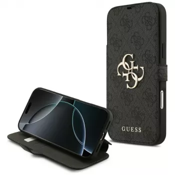 Guess Book 4G Metal Logo ovitek za iPhone 18 Pro Max / 17 Pro Max, črn