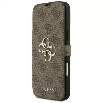 Guess Book 4G Metal Logo folio ovitek za iPhone 18 Pro Max / 17 Pro Max – rjav