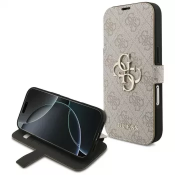 Guess Book 4G Metal Logo folio ovitek za iPhone 16 Pro / 17 Pro – roza