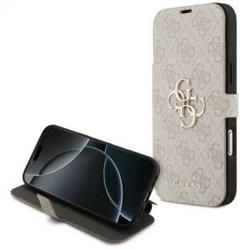 GUESS Book 4G Metal Logo folio ovitek za iPhone 18 Pro Max / 17 Pro Max – roza