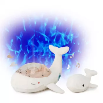 Cloud B Tranquil Whale komplet za lažje spanje s projektorjem in ropotuljico – bel