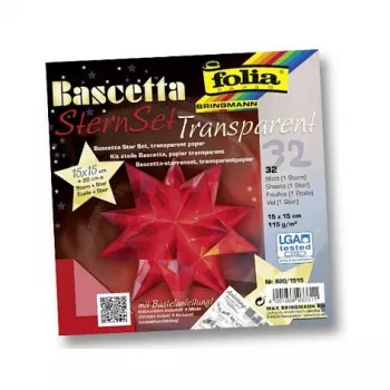 Folia Bascetta Star origami komplet papirja, 32 listov, 15 x 15 cm, različne barve, 80 g/m², mat