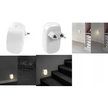 LogiLink LED nočna lučka z vtičnico in senzorjem mraka, ovalna, toplo bela, 230V, 16A, bela