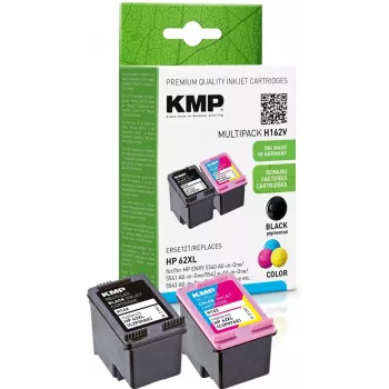 KMP 1741.400500 MultiPack črne in tri-barvne kartuše s črnilom, združljive s HP 62XL (C2P05AE/C2P07AE) – 2 kosa