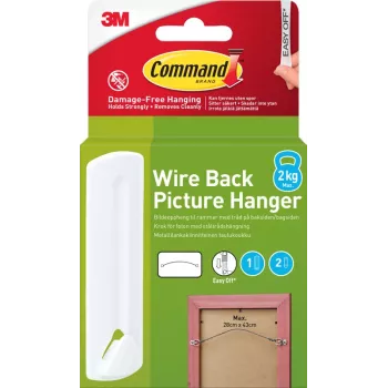 3M Command obešalnik za slike z žično obešalko, 1 kavelj + 2 trakova, bel (7100337033)
