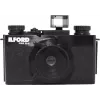 ILFORD PIXIE 35mm kompaktni filmski fotoaparat – srebrno-črn, vgrajena bliskavica, samodejno ostrenje